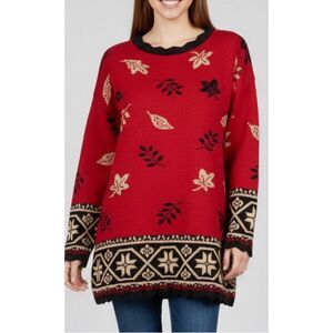 Vintage 80s AMERICAN WEEKEND Sweater Excellent Condition Crochet Detail Red EUC